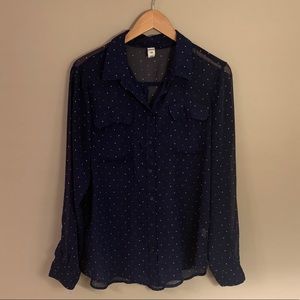 Old Navy Polka Dot Sheer Button Up L/G EUC